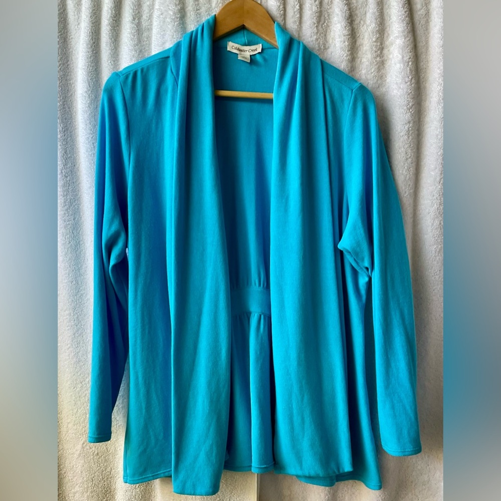 Coldwater Creek Blue Cardigan Relaxed Fit Sweater